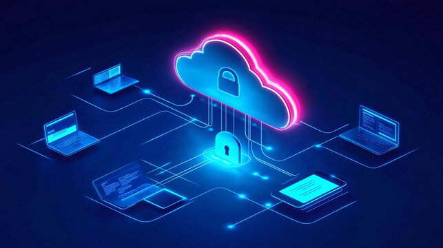 A blue cloud with a lock on it