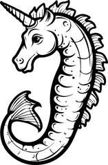 Illustration of a Mythical Unicorn Seahorse