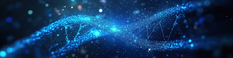 Digital Artwork - Ethereal Blue Nebula & Radial Pattern Network, in Abstract Space Scene for Technology Marketing