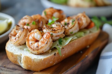 New Orleans shrimp sandwich on French bread