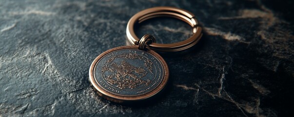 Stylish keychain mockup with custom engraving,