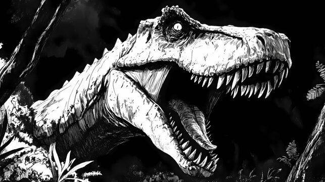 Boceto de tiranosaurio rex. Chronicle. Illustration