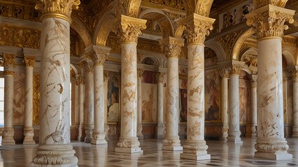 Gallery of a palace with marble columns