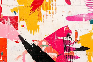 Fototapeta premium Vintage punk zine cover showcases chaotic stencil illustrations and bold textures with high-contrast colors