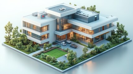 Modern architectural design of a spacious building.