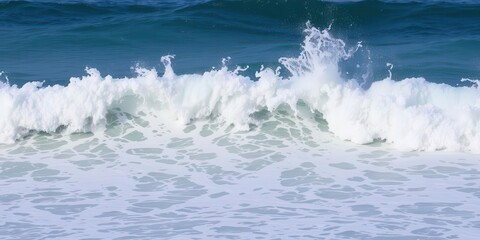 Powerful ocean wave crashing on the shore with foam and spray, shore, aquamarine, powerful
