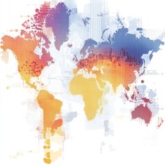 Obraz premium Customer Distribution Heat Map, vibrant color gradients reveal regional customer concentrations, enabling analysis of high and low engagement areas across countries and provinces.