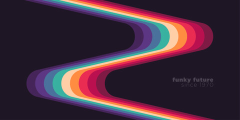 A futuristic retro background design in a colorful, abstract style. Vector illustration.