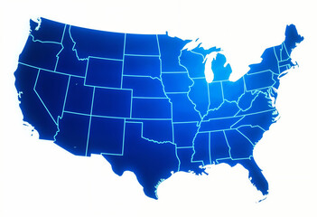 Blue USA map with states borders and names on grunge background, United States, map, USA, blue, borders, states