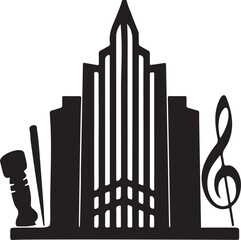 Modern minimalist architecture symbol featuring stylized building silhouette