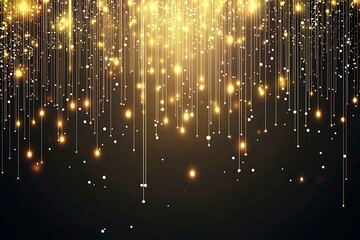 Abstract dark geometric background featuring glowing golden lines and sparkles, creating a modern, futuristic, and elegant design.