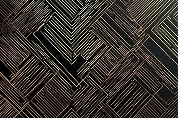 Abstract dark geometric background featuring glowing golden lines and sparkles, creating a modern, futuristic, and elegant design.