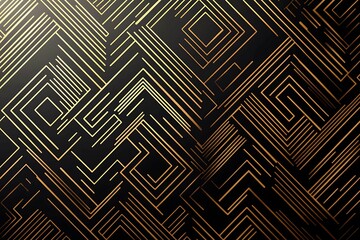Abstract dark geometric background featuring glowing golden lines and sparkles, creating a modern, futuristic, and elegant design.