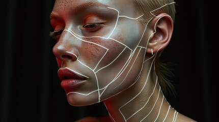 Fluid Geometric Composition with Wavy Lines and Polygons