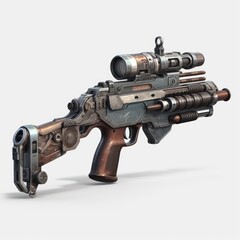 Obraz premium Stylized and Fantasy Gun - 3D Design - Sci-Fi / Futuristic / Cyberpunk / Steampunk