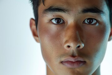 Obraz premium Young Asian man close up shot isolated on white