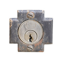 Close-up of an Old, Rusty, and Dirty Metal Lock Detail