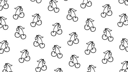 beautiful black and white cherry background pattern. cute cherry vector seamless pattern
