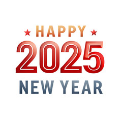 Obraz premium Happy New Year 2025 isolated on white background as transparent. png