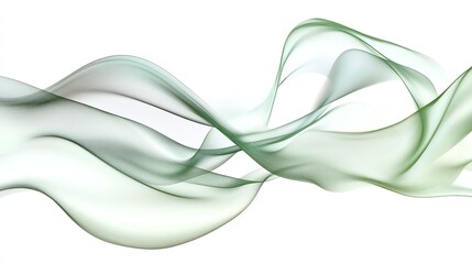 Elegant green wave pattern with fluid motion, isolated on a white background.