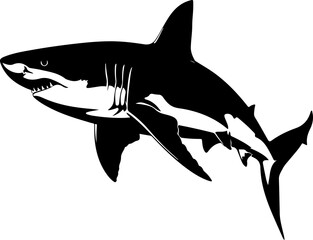 Fototapeta premium Stylized Black and White Shark Illustration