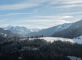 Fototapeta premium Mountain snow landscape in Switzerland