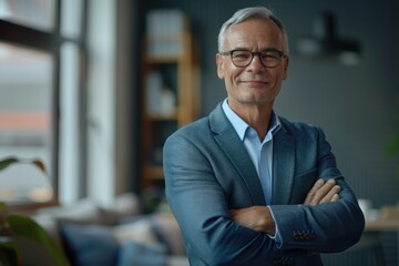 Fototapeta premium Confident older businessman standing in office portrait.