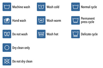 Vector Illustration of Laundry Care Symbols and Washing Instructions
