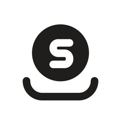 The image shows a minimalist pixel art representation of a coin resting on a base.