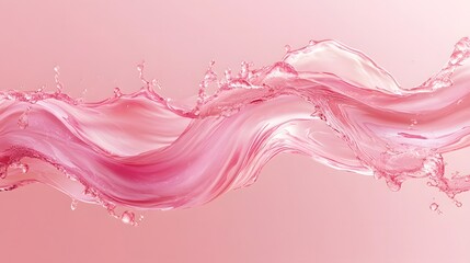 Abstract pink liquid backdrop with splashing bubbles