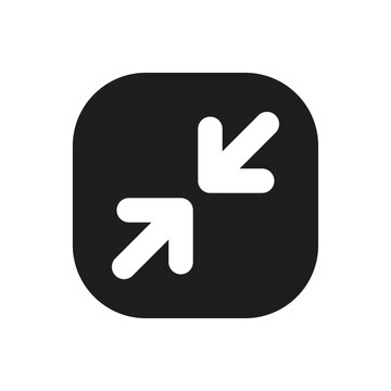 A minimalist graphic depicting a white circle with two opposing diagonal arrows indicating resizing or scaling.