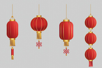 Chinese lanterns. Japanese asian new year red lamps festival chinatown traditional realistic element asia religion symbol