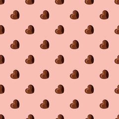 Chocolate hearts valentine day seamless vector pattern