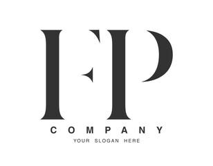 FP logo design. Initial letter f and p serif font style. Creative classic company name typography. Trendy logotype or identity.