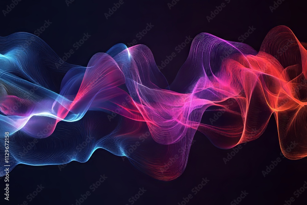 Poster colorful abstract wave patterns create a dynamic visual experience with vibrant hues and flowing sha