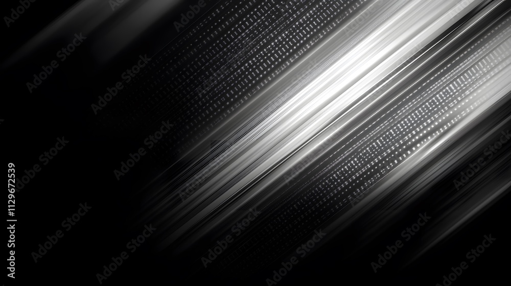Poster abstract grayscale diagonal lines with data stream