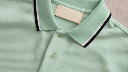 Close-Up of a Mint Green Polo Shirt with Contrasting Collar  
