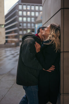 Young couple enjoying a romantic moment in Wroclaw