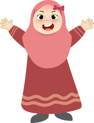 Happy, Muslim, Kids, Hijab, Ramadan