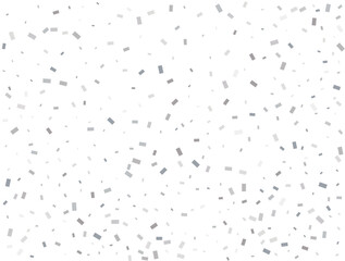 Magic silver Rectangular glitter confetti background. White festive texture.