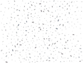 Magic silver Rectangular glitter confetti background. White festive texture.