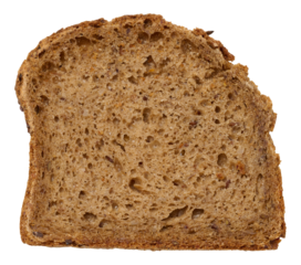 Piece of rye bread on a white isolated background