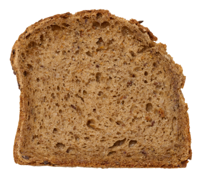 Piece of rye bread on a white isolated background