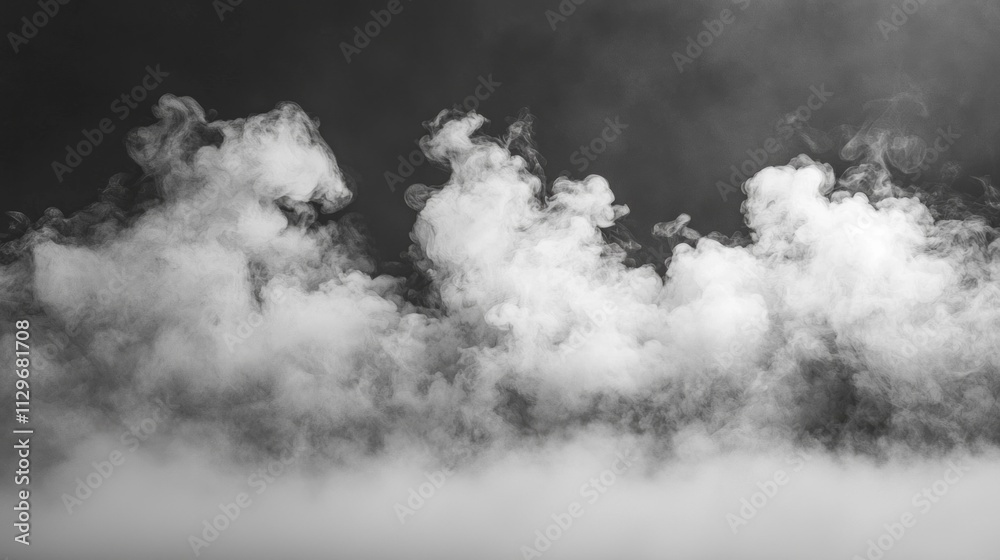 Poster billowing clouds of smoke swirl and twist, forming ethereal shapes against a dark backdrop. the inte