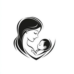Design of mom and baby icon logo illustration isolated on white background
