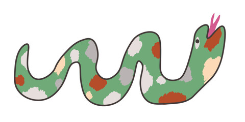 snakes set in doodle style in vector. Year of snake. Elements for decoration design stickers postcards poster print invitation mascot