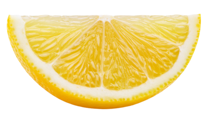Juicy lemon slice isolated on transparent background showing refreshing pulp