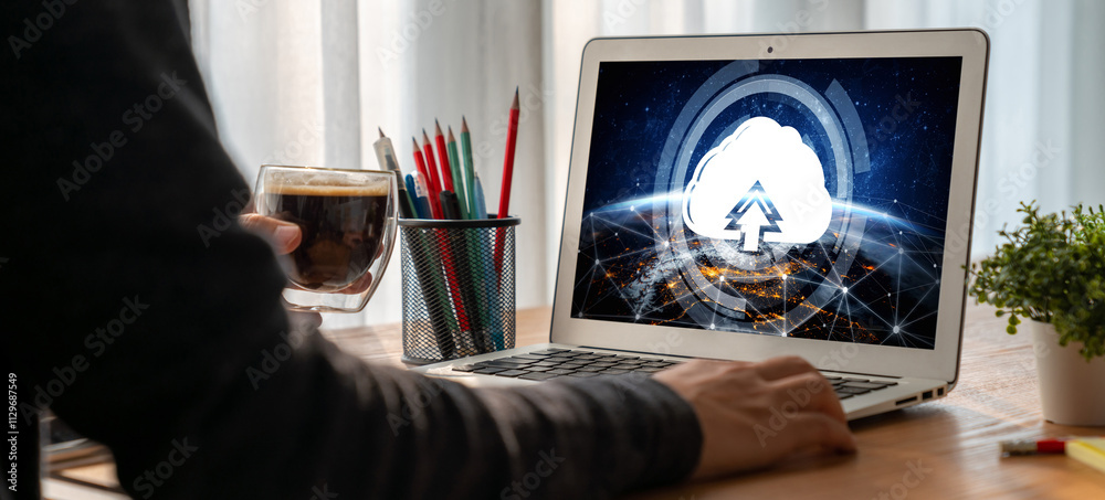 Poster cloud computing software for modish remote work and personal data storage