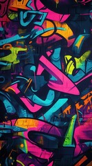 Fototapeta premium Abstract vibrant graffiti art with bold shapes and vivid colors in a modern urban style