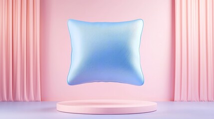 Modern blue cushion with seamless fabric details, floating on a white background, evoking ultimate relaxation